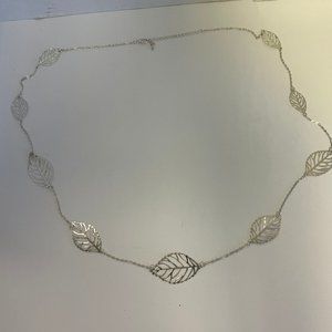 Leaf Necklace, Silver in color, 20 ", New York & Company, Good Condition